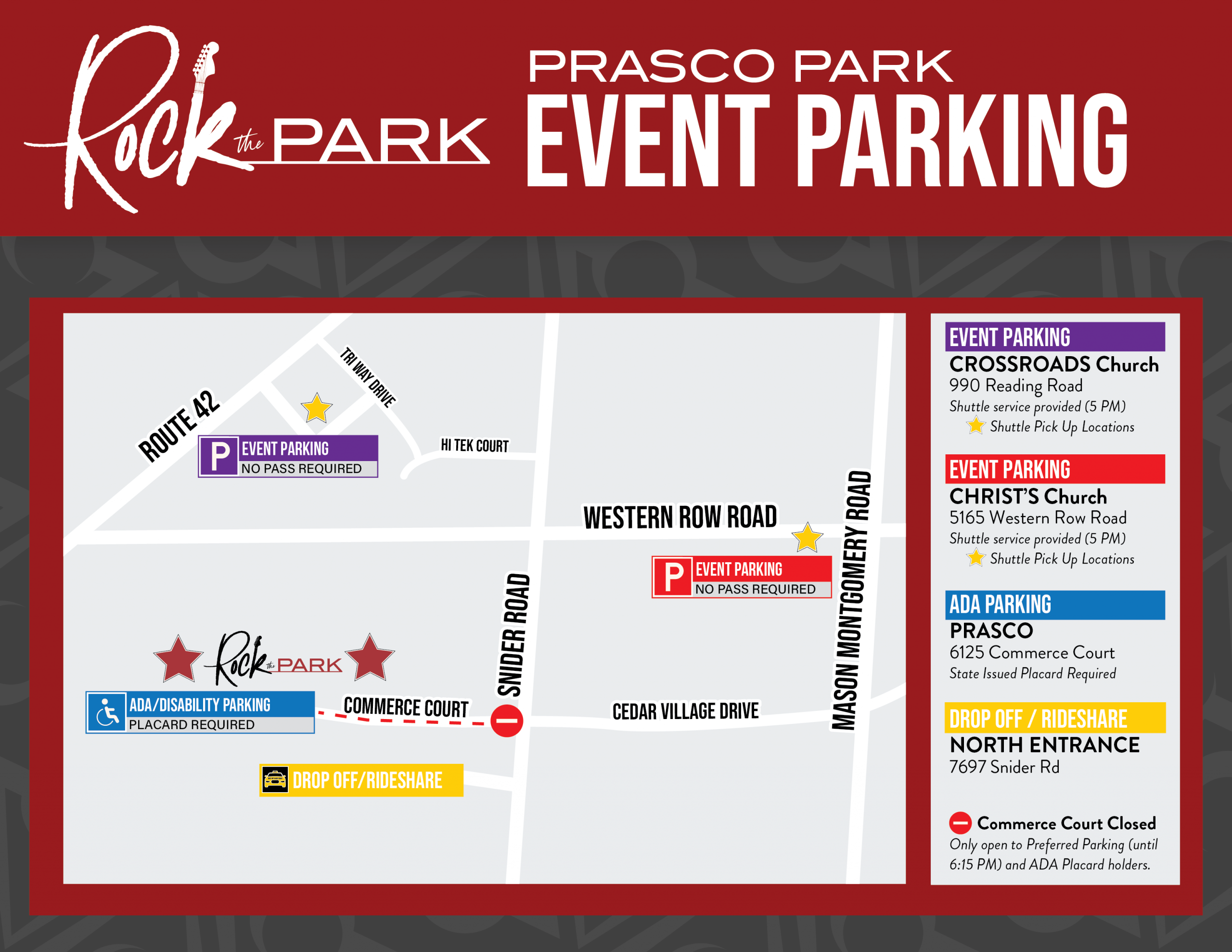 Rock the Park - Event Parking